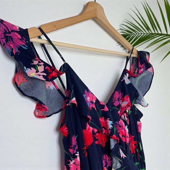 Express Floral Ruffle Cold Shoulder Wrap Maxi Dress - Picture 7 of 10